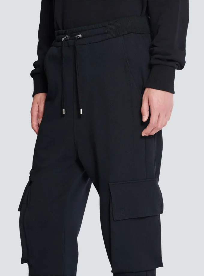 Cargo joggers with Balmain Paris print