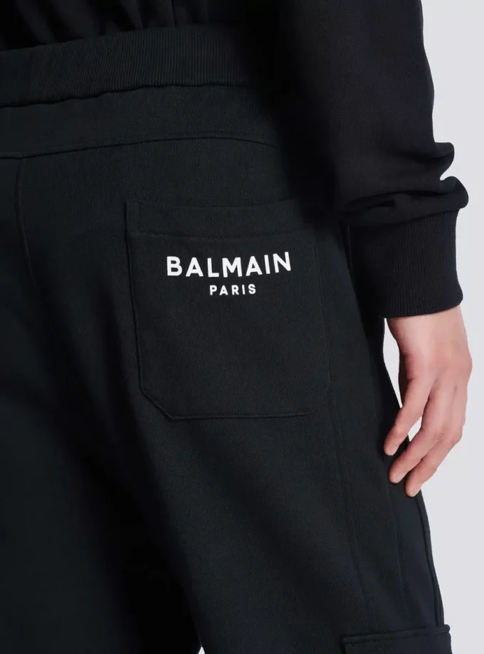 Cargo joggers with Balmain Paris print