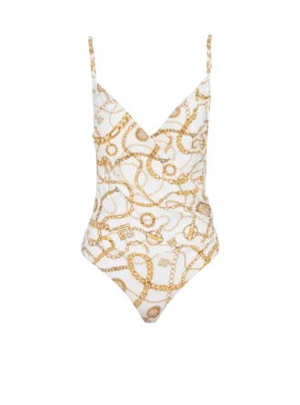 Chaînes pattern printed one-piece swimsuit