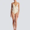 Chaînes pattern printed one-piece swimsuit Chaînes pattern printed one-piece swimsuit