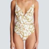 Chaînes pattern printed one-piece swimsuit Chaînes pattern printed one-piece swimsuit