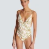 Chaînes pattern printed one-piece swimsuit Chaînes pattern printed one-piece swimsuit