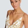 Chaînes pattern printed one-piece swimsuit Chaînes pattern printed one-piece swimsuit