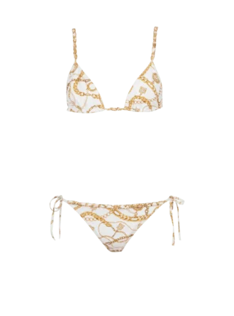 Chaînes pattern printed two-piece swimsuit