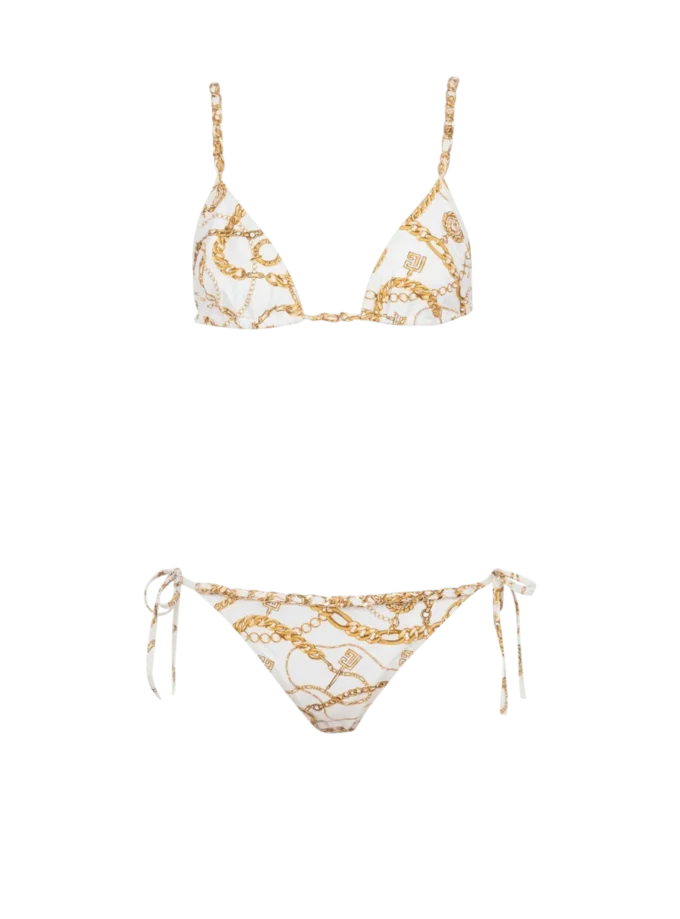 Chaînes pattern printed two-piece swimsuit Chaînes pattern printed two-piece swimsuit