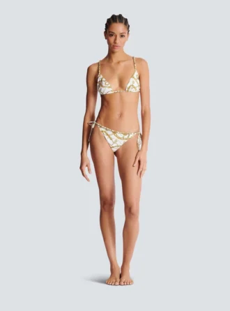 Chaînes pattern printed two-piece swimsuit