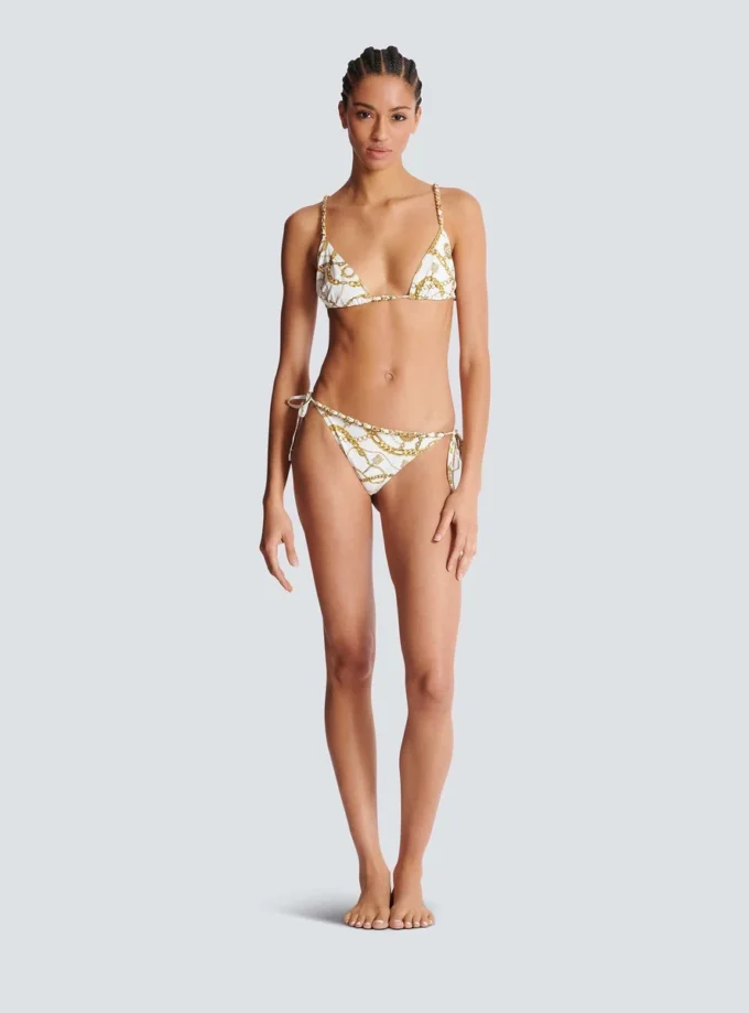 Chaînes pattern printed two-piece swimsuit Chaînes pattern printed two-piece swimsuit