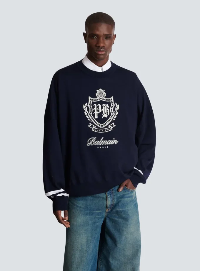 College Emblem knit jumper