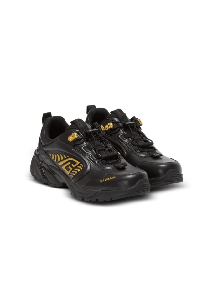 Cosmic Dust glazed leather trainers