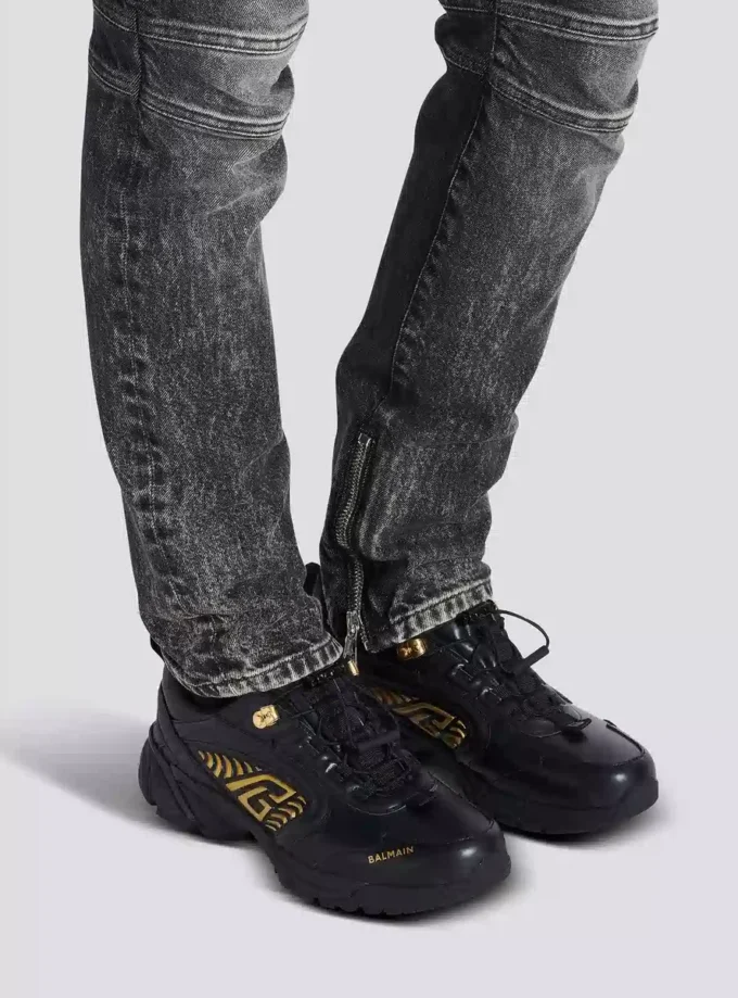 Cosmic Dust glazed leather trainers