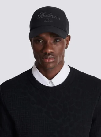Cotton baseball cap with Balmain Signature embroidery