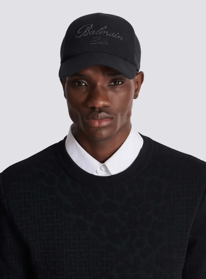 Cotton baseball cap with Balmain Signature embroidery
