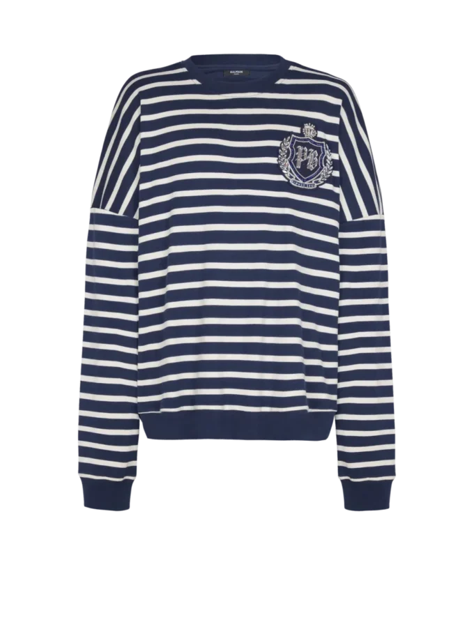 Cotton College Emblem sweatshirt with Breton stripes