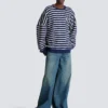 Cotton College Emblem sweatshirt with Breton stripes