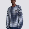 Cotton College Emblem sweatshirt with Breton stripes