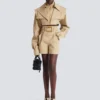 Cotton gabardine shorts with belt