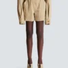 Cotton gabardine shorts with belt