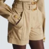 Cotton gabardine shorts with belt