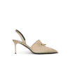 Cotton gabardine slingbacks with piercing