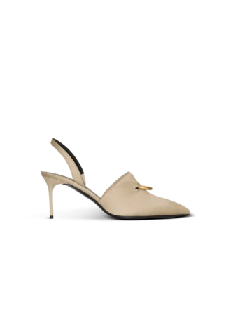 Cotton gabardine slingbacks with piercing