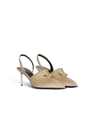 Cotton gabardine slingbacks with piercing