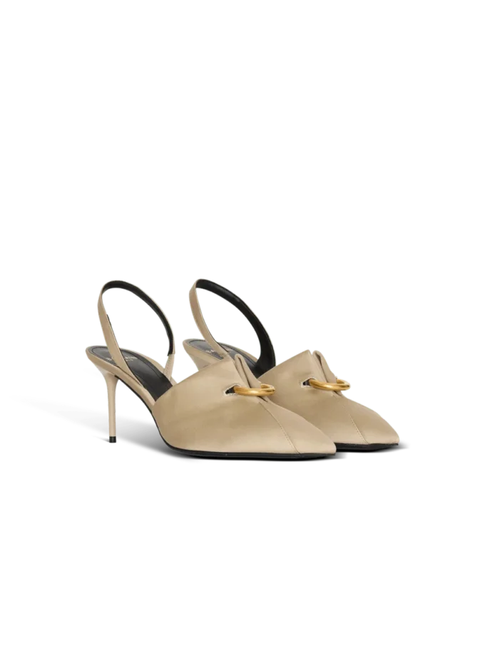 Cotton gabardine slingbacks with piercing