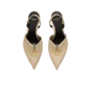 Cotton gabardine slingbacks with piercing