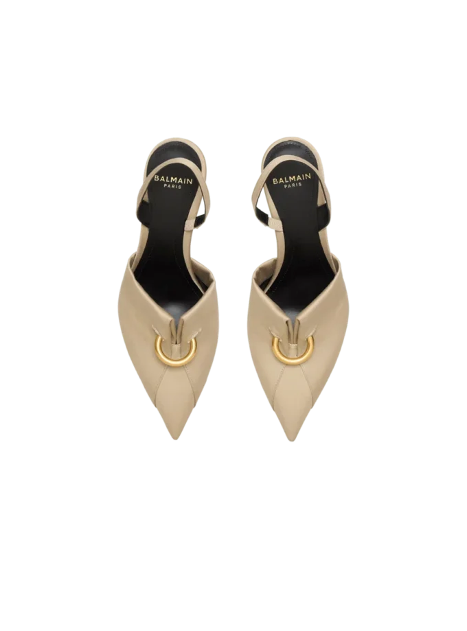 Cotton gabardine slingbacks with piercing
