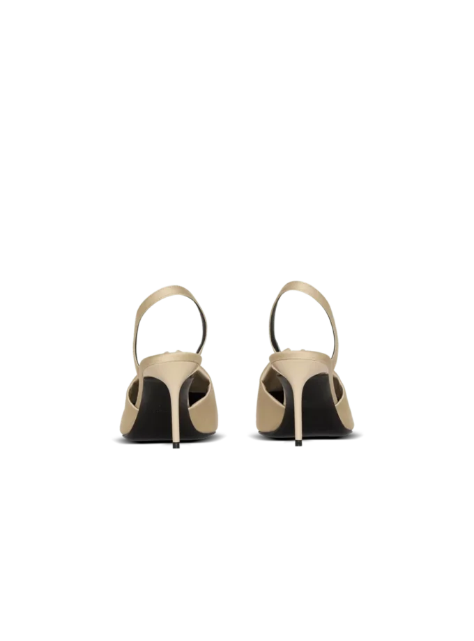 Cotton gabardine slingbacks with piercing