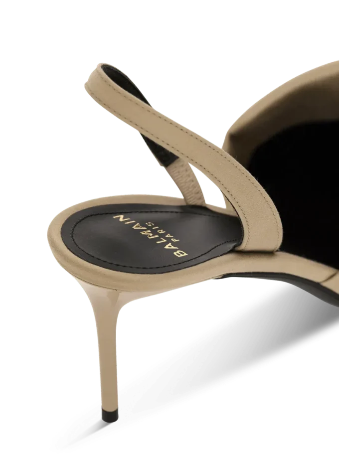 Cotton gabardine slingbacks with piercing