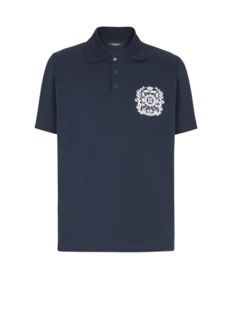 Cotton polo shirt with Écusson print