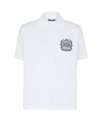 Cotton polo shirt with Écusson print
