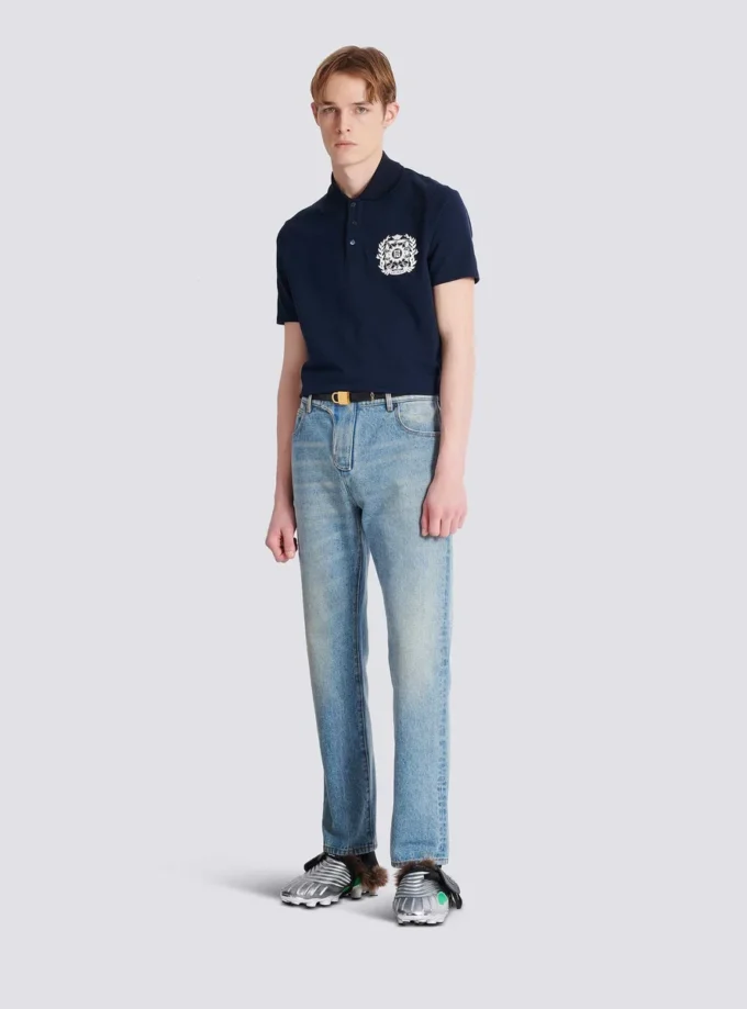 Cotton polo shirt with Écusson print Cotton polo shirt with Écusson print