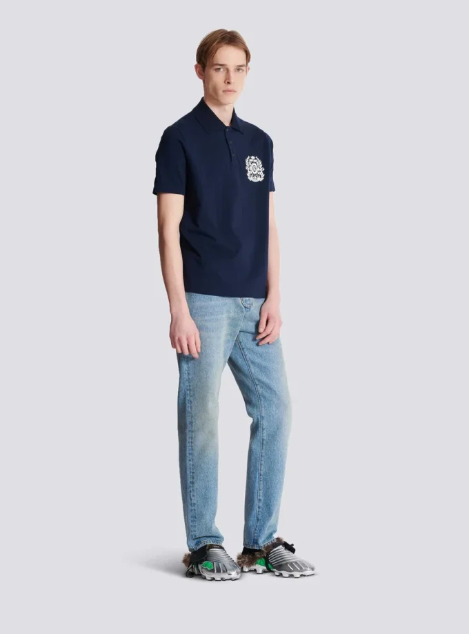 Cotton polo shirt with Écusson print Cotton polo shirt with Écusson print