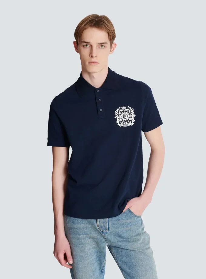 Cotton polo shirt with Écusson print Cotton polo shirt with Écusson print