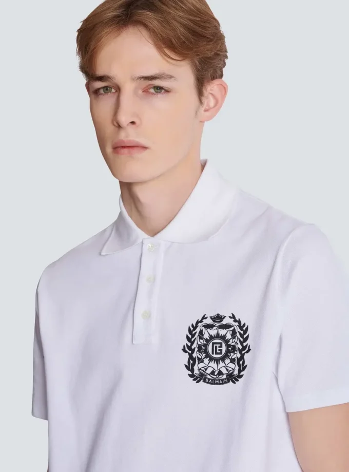 Cotton polo shirt with Écusson print Cotton polo shirt with Écusson print