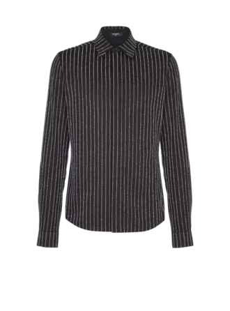 Cotton shirt with crystal stripes