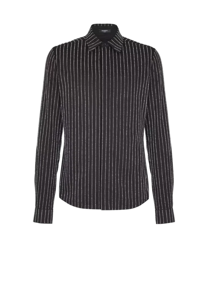 Cotton shirt with crystal stripes