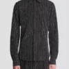 Cotton shirt with crystal stripes