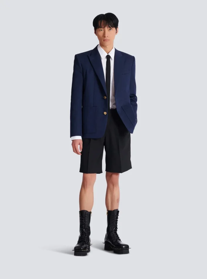 Cotton twill 2-buttons jacket