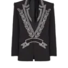 Crepe 1-button jacket with crystals