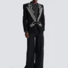 Crepe 1-button jacket with crystals