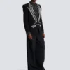 Crepe 1-button jacket with crystals