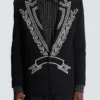 Crepe 1-button jacket with crystals