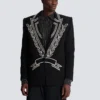 Crepe 1-button jacket with crystals