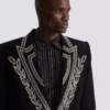 Crepe 1-button jacket with crystals