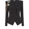 Crepe 6-buttons jacket with embroidered patches Crepe 6-buttons jacket with embroidered patches