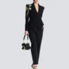 Crepe 6-buttons jacket with embroidered patches Crepe 6-buttons jacket with embroidered patches