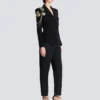 Crepe 6-buttons jacket with embroidered patches Crepe 6-buttons jacket with embroidered patches