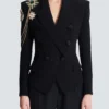 Crepe 6-buttons jacket with embroidered patches Crepe 6-buttons jacket with embroidered patches